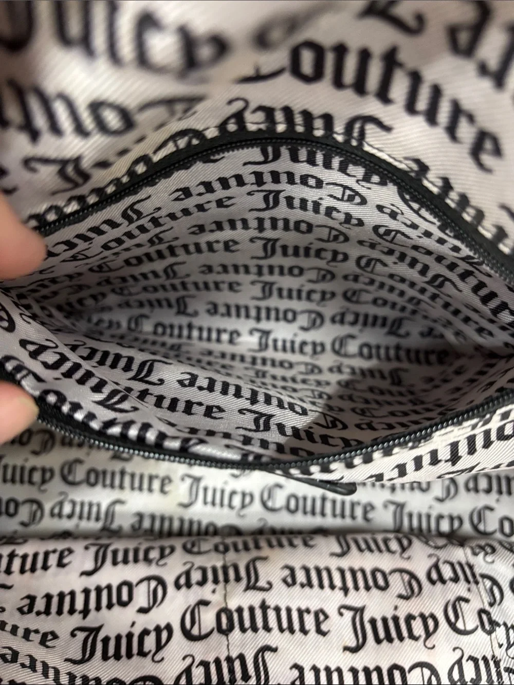 Juicy Couture Black Velour Weekender Bag with Pink Bow Charm